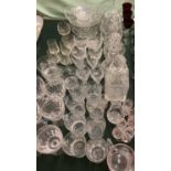 Qty of crystal and other glassware including decanter, jugs and bowl (condition mainly good, 1