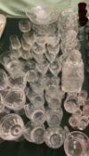 Qty of crystal and other glassware including decanter, jugs and bowl (condition mainly good, 1