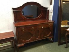 Early to mid C20th heavy mahogany sideboard with mirrored back 152cmL (condition fairly good, some