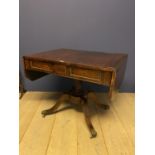 Regency rosewood and brass inlaid sofa table with 2 pull out drawers and 2 dummy drawers supported