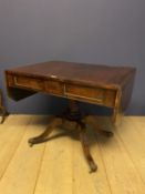 Regency rosewood and brass inlaid sofa table with 2 pull out drawers and 2 dummy drawers supported