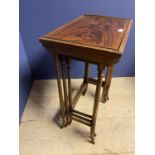 Good Edwardian nest of 3 inlaid figured mahogany occasional tables with spider legs (generally