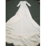 Vintage wedding dress and netting (condition - worn and some blemishes)