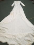 Vintage wedding dress and netting (condition - worn and some blemishes)