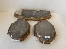 A pair of Regency gesso stands, 24cm L and an oblong stand, (condition, damage and losses) (3)