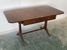 C19th mahogany sofa table with two drawers opposite two opposing dummy drawers approx. 136cmL