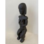 Bronze figure of an abstract style African nude seated lady, 75cm H, (good condition, a few wear