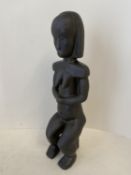 Bronze figure of an abstract style African nude seated lady, 75cm H, (good condition, a few wear