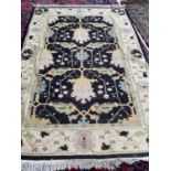 Modern kelim style rug, with black ground and multi pattern, 262 x 140 cm (condition is good)