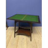19th century mahogany Chippendale style bridge table with fold over top revealing a green baise