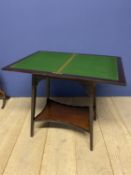 19th century mahogany Chippendale style bridge table with fold over top revealing a green baise