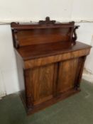 Late Regency figured mahogany chiffonier, with green baize lined fitted drawer, 106cm L