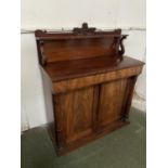 Late Regency figured mahogany chiffonier, with green baize lined fitted drawer, 106cm L