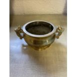 Late C19th/early C20th Chinese two handled bronze censer.