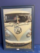 V W Camper interest a framed art print on canvas of a 1960s slip screen camper 58.5 x 39cm