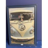 V W Camper interest a framed art print on canvas of a 1960s slip screen camper 58.5 x 39cm