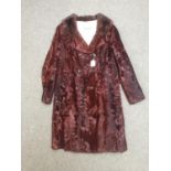 2 Ladies coats, , including Calman Links London, knee length fitted brown fur coat size 10/12 ,