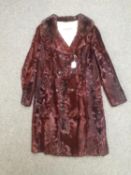 2 Ladies coats, , including Calman Links London, knee length fitted brown fur coat size 10/12 ,