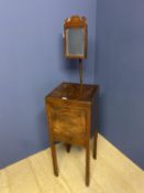 C19th mahogany Gentleman's shaving stand with opening top and bevelled mirror above (condition