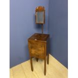 C19th mahogany Gentleman's shaving stand with opening top and bevelled mirror above (condition