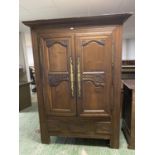 French Country made carved chestnut Armoire, with open hangin space max width 150cm, x 200cm H