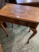 Edwardian ladies burr walnut bureau and a small Edwardian burr walnut occasional side table with