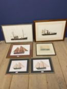 Six modern coloured nautical prints (all in fair condition)