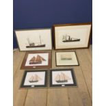 Six modern coloured nautical prints (all in fair condition)