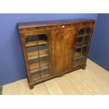 Edwardian figured mahogany large glass fronted book cabinet with 3 doors