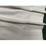 One pair of full length lined off white curtains, textured fabric 220cm drop and one pair of full