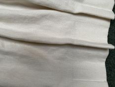 One pair of full length lined off white curtains, textured fabric 220cm drop and one pair of full