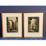 Pair oils on canvas, Impressionist style street scene, one labelled Palma de Mallorca, 1989,