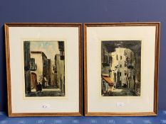 Pair oils on canvas, Impressionist style street scene, one labelled Palma de Mallorca, 1989,