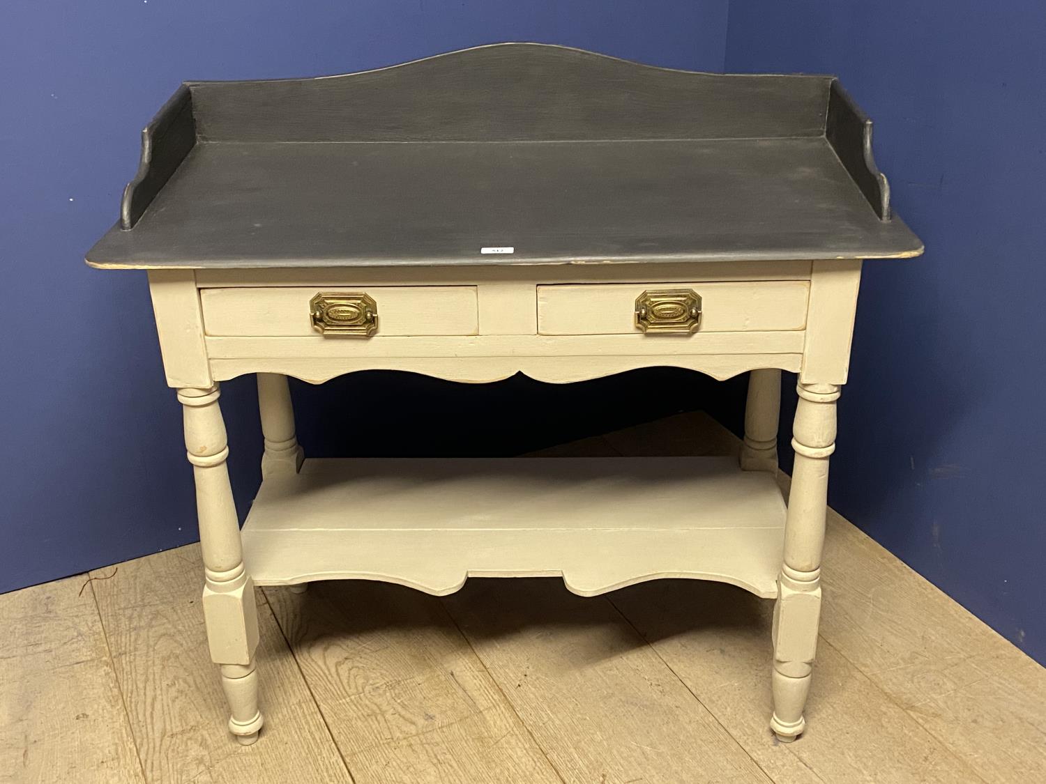 Victorian painted washstand, with galleried top, 2 drawers and undershelf, 93cmL x 89cmmx height