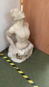 An old marble carving of a life size male torso, 109 cmH. Purchaser please note- v heavy -