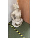 An old marble carving of a life size male torso, 109 cmH. Purchaser please note- v heavy -