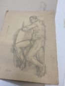 Artist folder contain large qty of Academic pencil, pastel, watercolour portrait and nude studies by