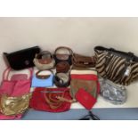 Quantity of ladies vintage and modern handbags and belts, including Gucci, see images