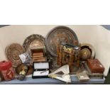 Quantity of North African & Middle Eastern wares, including 2 musical boxes, plates, trays, boxes;