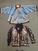 2 Oriental silk jackets (general wear with age - see photos)