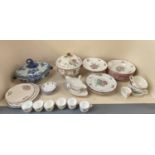Quantity of Luneville China - Soup plates, Tureen and lid, 2 tea cups and saucers, 1 Demitasse and