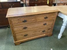 A good waxed pine Victorian chest of 2 short and 3 long graduated drawers, 106cmL x 79cmH (condition