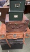 old vintage suitcases and boxes - all worn