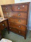 Large Late Regency mahogany chest of 2 short and 3 long graduated drawers, 114cmL x 149cmH (