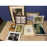 Quantity of framed and glazed prints and numerous small frames all house clearance lots