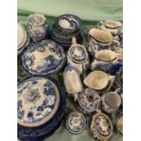 Quantity of blue and white china including Royal Worcester Avon scenes, Burleigh ware Willow, Ye old