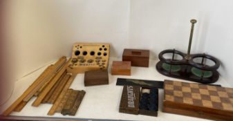 Qty of ceramics and wooden items to including Toby jugs, vintage measuring rulers, sticks, some