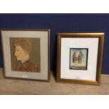 Lory Adler Cartoonist watercolour entitled A pair of Old Gossips, a signed watercolour of a young