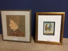 Lory Adler Cartoonist watercolour entitled A pair of Old Gossips, a signed watercolour of a young