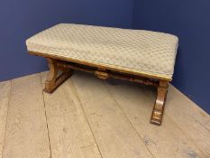 Good quality, classically painted satin walnut upholstered window seat, on counter sunk